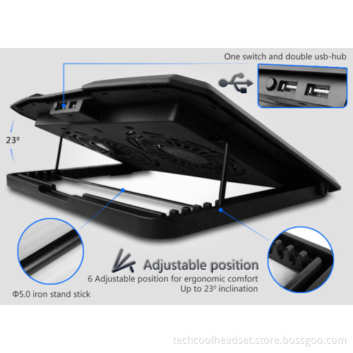Adjustable gaming cooling laptop cooler pads tabld with cooling pads 2 USB